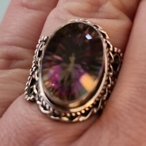 NWT JTV 6 CT Oval Multicolor Quartz Sterling Silver Solitare Ring Size 5